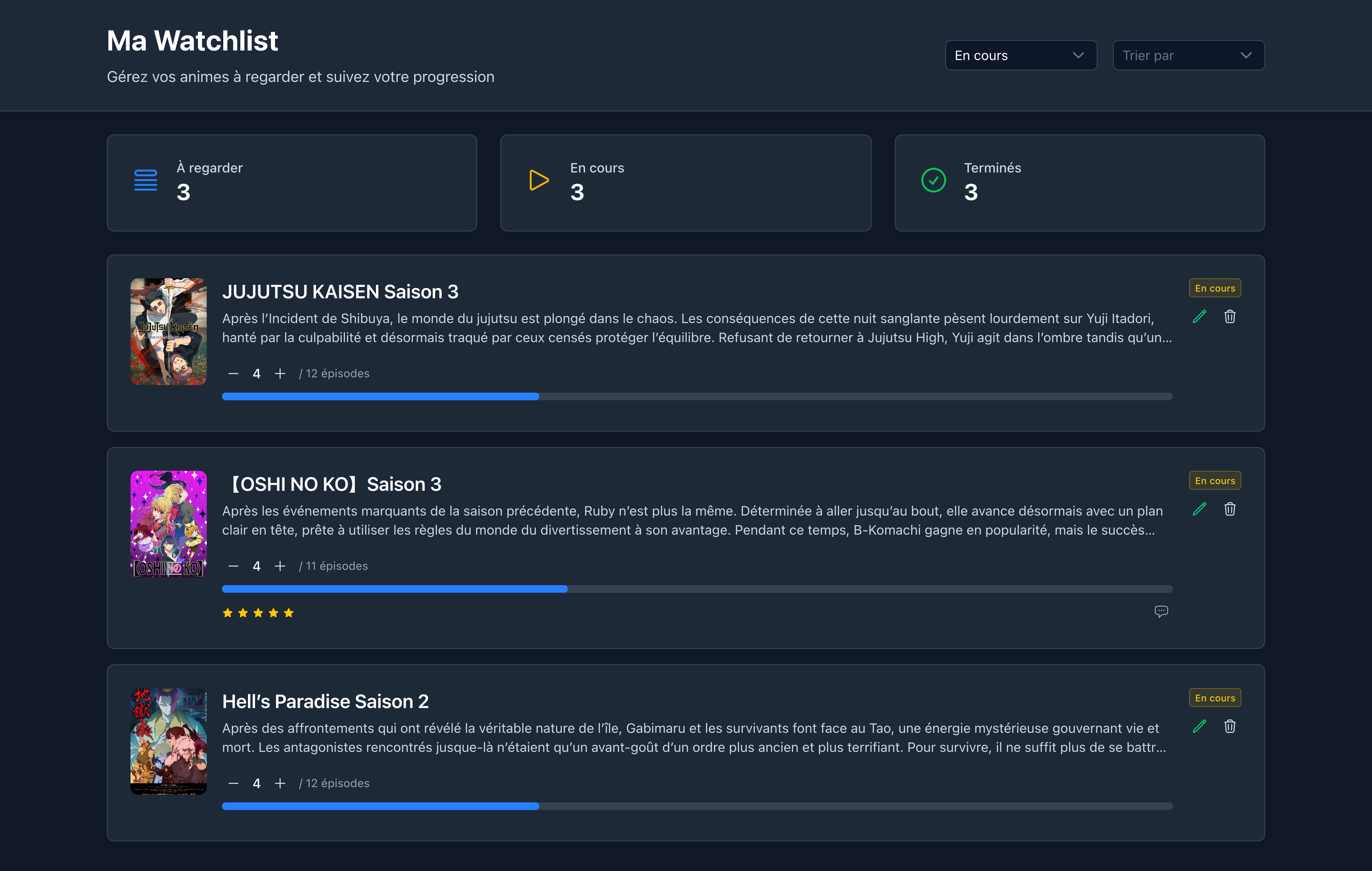 Watchlist AnimeSphere